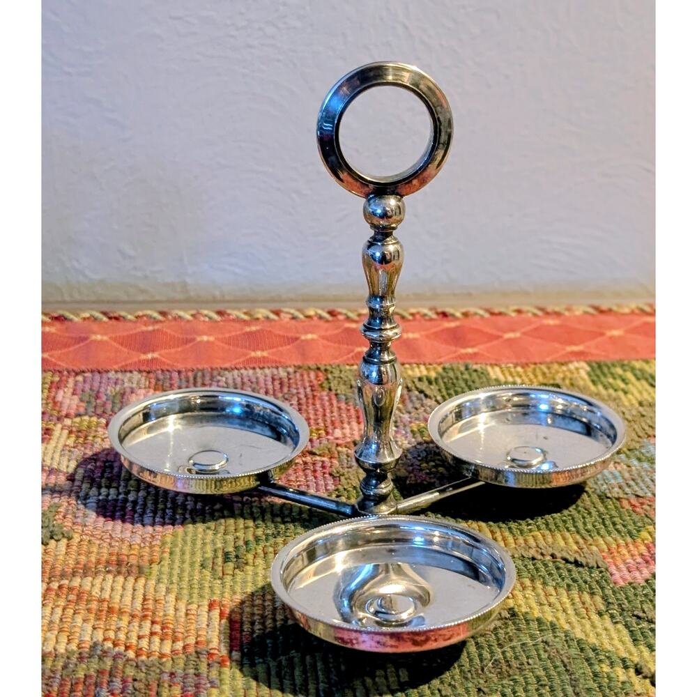 Vintage Silver Plated 3 Condiment Caddy Holder PM ITALY